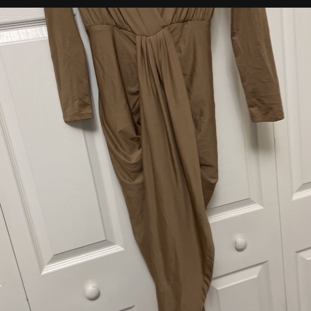 Tan long sleeve maxi dress